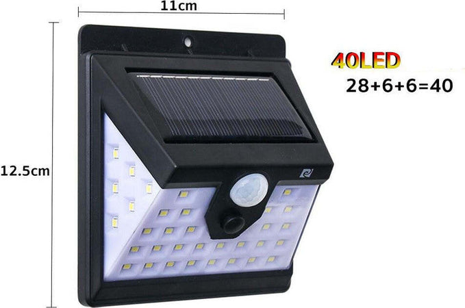 Faro 40 Led Con Pannello Solare E Sensore Di Movimento Faretto Crepuscolare Illuminazione/Illuminazione per esterni/Proiettori Trade Shop italia - Napoli, Commerciovirtuoso.it