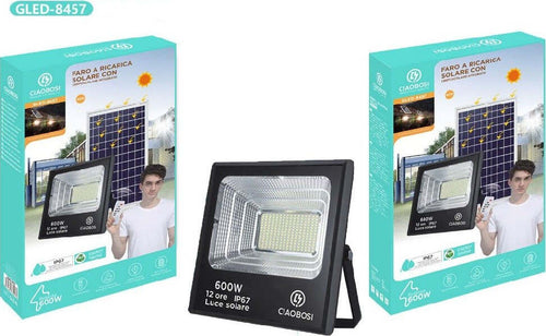 Faro A Led Luce Ricarica Solare Ip67 600w Con Crepuscolare Telecomando Gled-8457 Illuminazione/Illuminazione per esterni/Proiettori Trade Shop italia - Napoli, Commerciovirtuoso.it
