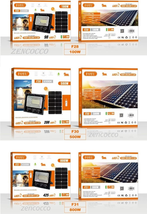 FARO-con-Pannello-Solare-LED-Sensore-Crepuscolare-100W-500W-800W-luce-6500k-ip67