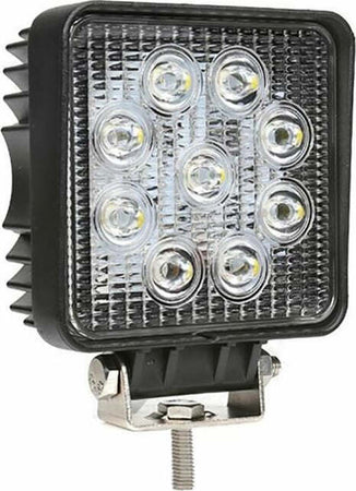Faro da lavoro 9 LED Epistar quadrato a largo raggio freddo 27W IP67 Confezione da 1pz