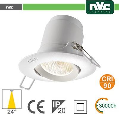 Faro-direzionabile-LED-IP20-9W-3000K-700LM-24º-FORO:95mm-.Foro:95Mm
