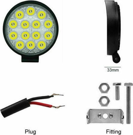 Faro Faretto 42W 14 LED Rotondo per AUTO JEEP BARCA 12V IP67 Illuminazione/Illuminazione per esterni/Proiettori Zencoccostore - Formia, Commerciovirtuoso.it