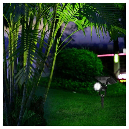 Faro Faretto A Led Giardino Picchetto Con Pannello Solare 10w Crepuscolare