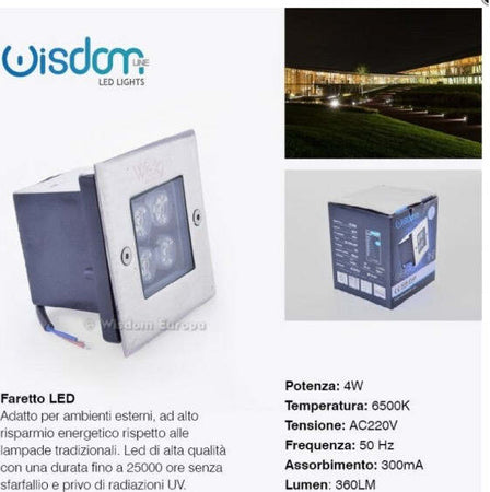 Faro Faretto Da Incasso A 4 Led Per Esterno Segnapasso Calpestabile 4w Quadrato Illuminazione/Illuminazione per esterni/Luci per sentieri Trade Shop italia - Napoli, Commerciovirtuoso.it