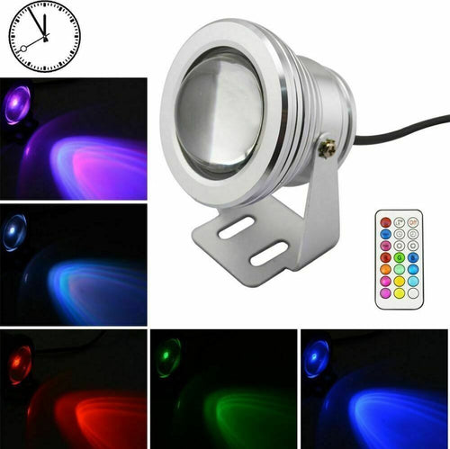 FARO-FARETTO-LAMPADA-A-LED-RGB-10W-WATT-12V-ESTERNO-WATERPROOF-CON-TELECOMANDO