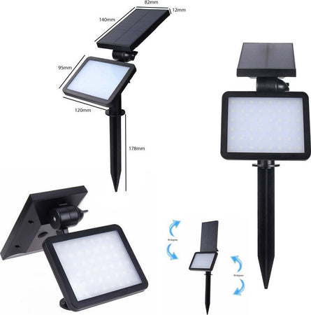Faro Faretto Led Giardino 48 Led 10w Picchetto Pannello Energia Solare 2000mah Illuminazione/Illuminazione per esterni/Proiettori Trade Shop italia - Napoli, Commerciovirtuoso.it