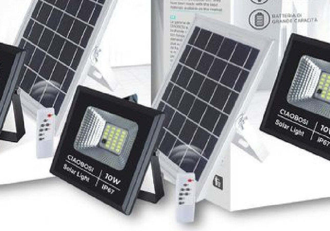 Faro Faretto Led Pannello A Ricarica Solare 10 W Ip67 Con Telecomando Gled-8117 Illuminazione/Illuminazione per esterni/Proiettori Trade Shop italia - Napoli, Commerciovirtuoso.it