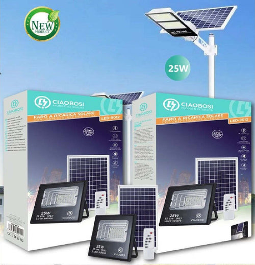 Faro Faretto Led Pannello Solare Fotovoltaico 25w Con Crepuscolare Ip67 Led-9012 Illuminazione/Illuminazione per esterni/Lampioni Trade Shop italia - Napoli, Commerciovirtuoso.it