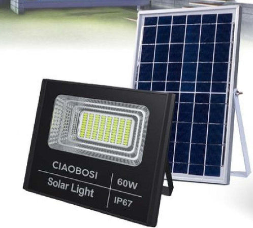 Faro Faretto Led Pannello Solare Fotovoltaico Ip67 60 W Con Telecomando Led-8192 Illuminazione/Illuminazione per esterni/Proiettori Trade Shop italia - Napoli, Commerciovirtuoso.it