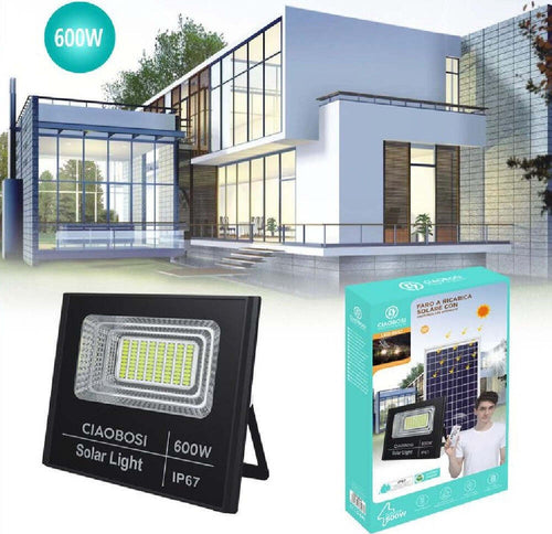 Faro Faretto Led Ricarica Solare Con Crepuscolare 600w Con Telecomando Led-8547 Illuminazione/Illuminazione per esterni/Proiettori Trade Shop italia - Napoli, Commerciovirtuoso.it