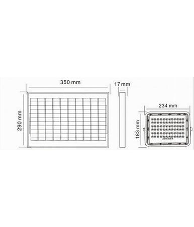 Faro Faretto Pannello Solare 100 W Luce Fredda 6500k Ip65 Telecomando S12a-100w