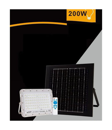 Faro Faretto Pannello Solare 200 W Luce Fredda 6500k Ip65 Telecomando S12a-200w
