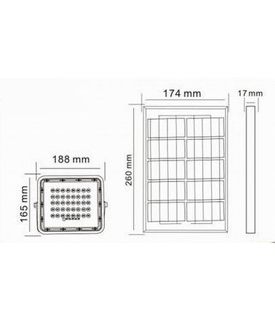 Faro Faretto Pannello Solare 50 Watt Luce Fredda 6500k Ip65 Telecomando S12a-50w