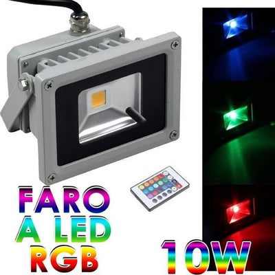 FARO FARETTO RGB LED 10W MULTICOLOR COLORI TENUTA STAGNA USO ESTERNO TELECOMANDO Illuminazione/Illuminazione per esterni/Proiettori Trade Shop italia - Napoli, Commerciovirtuoso.it