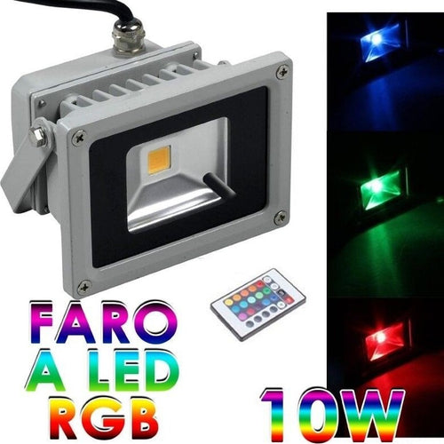 FARO FARETTO RGB LED 10W MULTICOLOR COLORI TENUTA STAGNA USO ESTERNO TELECOMANDO Illuminazione/Illuminazione per esterni/Proiettori Trade Shop italia - Napoli, Commerciovirtuoso.it