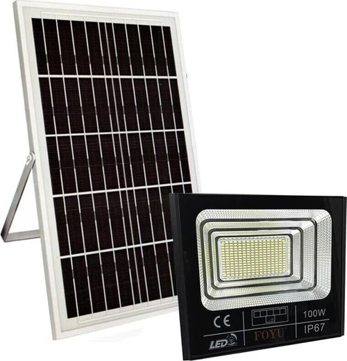 Faro-Led-100-W-Con-Pannello-Solare-Crepuscolare-Telecomando-Kovalmax