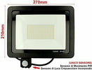 Faro LED 100W Faretto Slim Con Sensore Movimento PIR luce fredda 6000k IP66 Illuminazione/Illuminazione per esterni/Proiettori Zencoccostore - Formia, Commerciovirtuoso.it