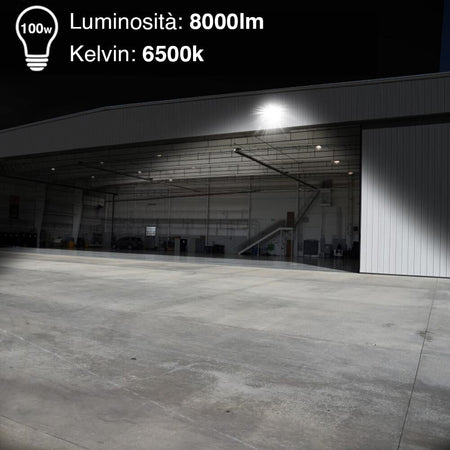 Faro-Led-100W-Luce-Alta-Luminosita-8000lm-Faretto-Esterno-Slim-Bianco-Freddo