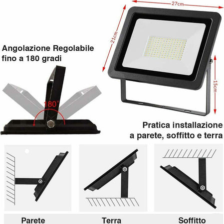 Faro Led 100w Luce Alta Luminosita 8000lm Faretto Esterno Slim Bianco Freddo Illuminazione/Illuminazione per esterni/Proiettori Trade Shop italia - Napoli, Commerciovirtuoso.it