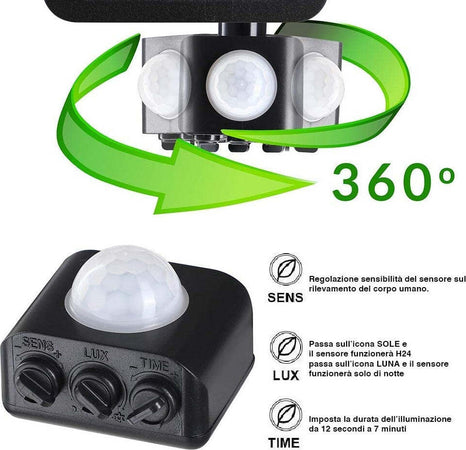 Faro LED 10W Faretto Slim Con Sensore Movimento Pir Crepuscolare ip65 Illuminazione/Illuminazione per esterni/Proiettori Zencoccostore - Formia, Commerciovirtuoso.it