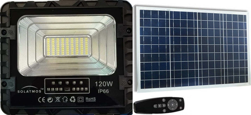 Faro led 120W con pannello solare 8w sensore crepuscolare esterno ip66 150lm/w Illuminazione/Illuminazione per esterni/Proiettori Zencoccostore - Formia, Commerciovirtuoso.it