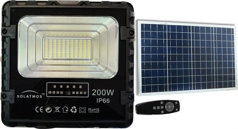 Faro led 200W con pannello solare 12w sensore crepuscolare esterno ip66 150lm/w Illuminazione/Illuminazione per esterni/Proiettori Zencoccostore - Formia, Commerciovirtuoso.it