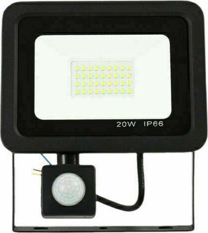 Faro LED 20W Faretto Slim Con Sensore Movimento PIR luce fredda 6000k IP66 Illuminazione/Illuminazione per esterni/Proiettori Zencoccostore - Formia, Commerciovirtuoso.it
