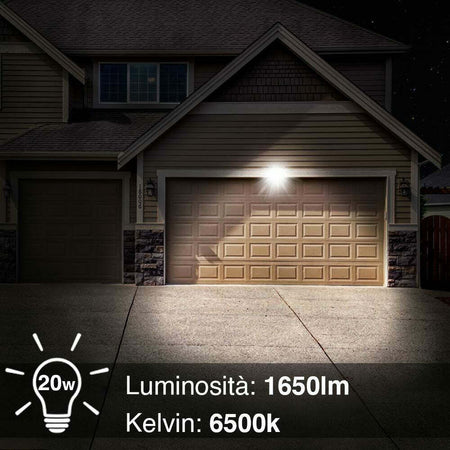 Faro Led 20w Luce Alta Luminosita 1650lm Faretto Esterno Slim Bianco Freddo Ip65 Illuminazione/Illuminazione per esterni/Proiettori Trade Shop italia - Napoli, Commerciovirtuoso.it