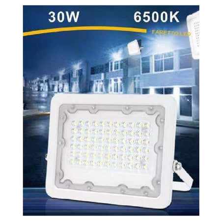Faro Led 30w Faretto Ultra Slim Bianco Esterno Luce Fredda Naturale Calda Fs30w-b