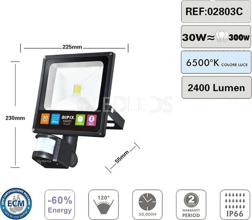 FARO LED 30W SENSORE DI MOVIMENTO ESTERNO CREPUSCOLARE LUCE PROIETTORE Illuminazione/Illuminazione per esterni/Luci per sentieri Trade Shop italia - Napoli, Commerciovirtuoso.it