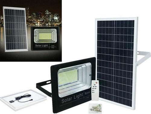 Faro Led Con Pannello Solare Faretto Crepuscolare Per Esterno 300w + Telecomando Illuminazione/Illuminazione per esterni/Proiettori Trade Shop italia - Napoli, Commerciovirtuoso.it