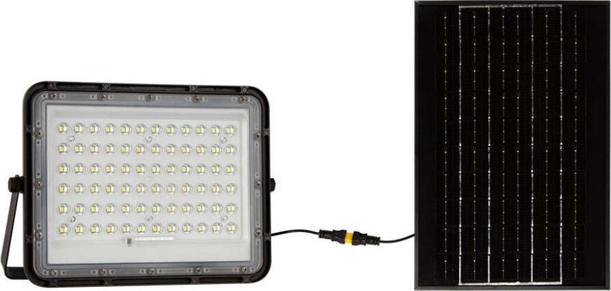 Faro-LED-con-Telecomando-e-Pannello-Solare-15W-Batteria-sostituibile-Cavo-da-3m-Colore-Nero-6400KVT-120W