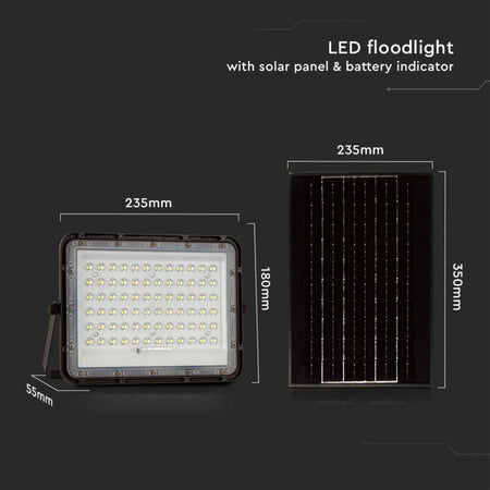 Faro-LED-con-Telecomando-e-Pannello-Solare-15W-Batteria-sostituibile-Cavo-da-3m-Colore-Nero-6400KVT-120W