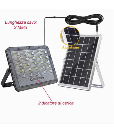 Faro Led Pannello Solare 100w Luce Fredda Telecomando Indicatore Carica Tk08-100w