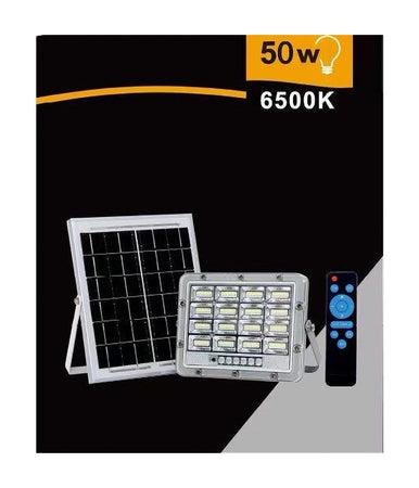 Faro Led Pannello Solare 50 W Luce Fredda Telecomando Indicatore Carica Tk08-50w