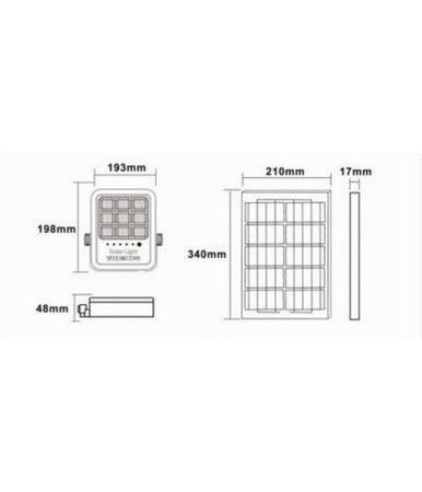 Faro Led Proiettore 100w Ip65 Cct 3in1 Con Pannello Solare Telecomando Ry-100w-3c