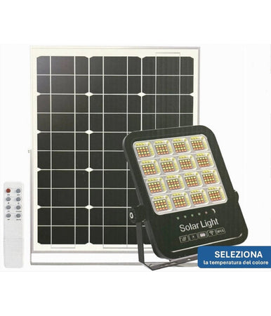 Faro Led Proiettore 200w Ip65 Cct 3in1 Con Pannello Solare Telecomando Ry-200w-3c