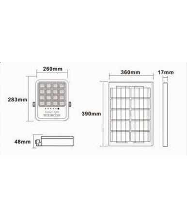 Faro Led Proiettore 300w Ip65 Cct 3in1 Con Pannello Solare Telecomando Ry-300w-3c