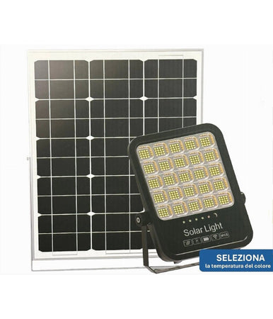 Faro Led Proiettore 300w Ip65 Cct 3in1 Con Pannello Solare Telecomando Ry-300w-3c
