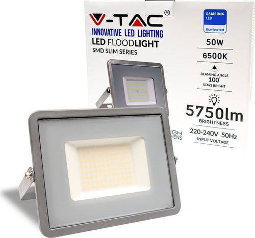 Faro LED SMD Chip Samsung 50W 115LM/W Colore Grigio LUCE BIANCA FREDDA 6500K IP65 V-TAC PRO Illuminazione/Illuminazione per esterni/Proiettori Zencoccostore - Formia, Commerciovirtuoso.it