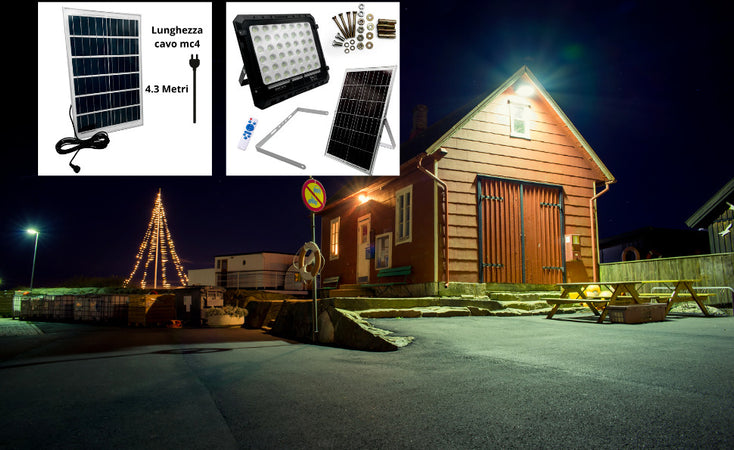 FARO LUCE LED CON PANNELLO SOLARE 50W 100W 200W 300W SENSORE CREPUSCOLARE IP66 Illuminazione/Illuminazione per esterni/Proiettori Zencoccostore - Formia, Commerciovirtuoso.it