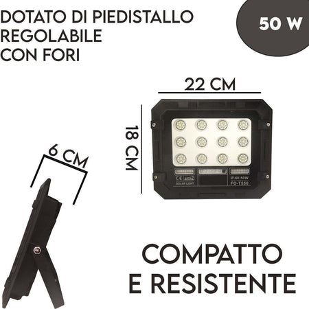 FARO LUCE LED CON PANNELLO SOLARE 50W 100W 200W 300W SENSORE CREPUSCOLARE IP66 Illuminazione/Illuminazione per esterni/Proiettori Zencoccostore - Formia, Commerciovirtuoso.it