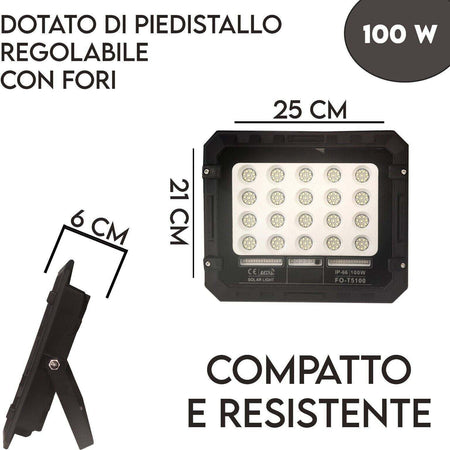 FARO LUCE LED CON PANNELLO SOLARE 50W 100W 200W 300W SENSORE CREPUSCOLARE IP66 Illuminazione/Illuminazione per esterni/Proiettori Zencoccostore - Formia, Commerciovirtuoso.it