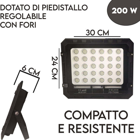 FARO LUCE LED CON PANNELLO SOLARE 50W 100W 200W 300W SENSORE CREPUSCOLARE IP66 Illuminazione/Illuminazione per esterni/Proiettori Zencoccostore - Formia, Commerciovirtuoso.it