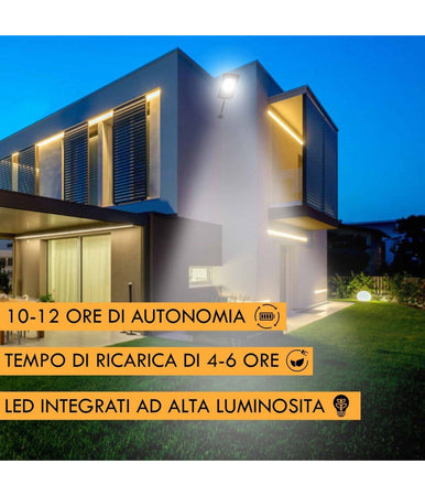 Faro Luce Solare Led 54led 15w Ip65 Sensore Crepuscolare Staffa Muro Impermeabile