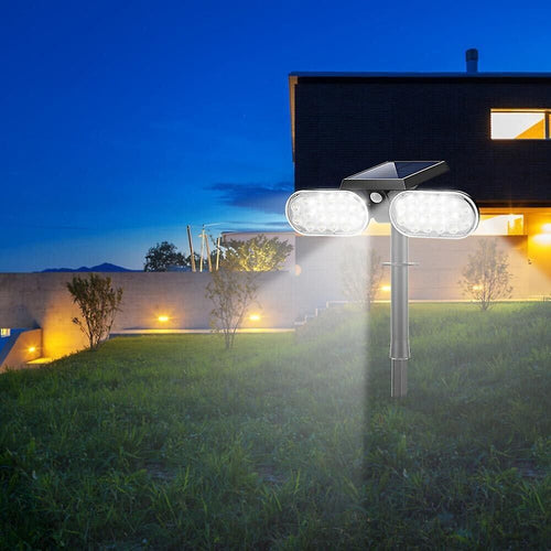 Faro-Pannello-Solare-Sensore-Crepuscolare-Faretto-32-Led-Luce-Bianca-Picchetto