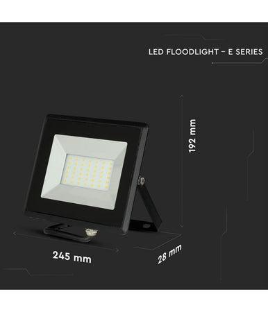 Faro Proiettore A Led Smd Da 50w Colore Nero Luce Calda 3000k Per Esterno Ip65