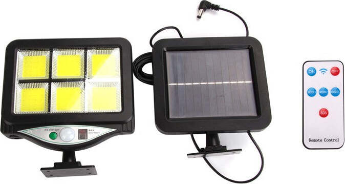 Faro Proiettore Con Pannello Solare Sensore Movimento Telecomando 128 Led 6 Cob Illuminazione/Illuminazione per esterni/Proiettori Trade Shop italia - Napoli, Commerciovirtuoso.it