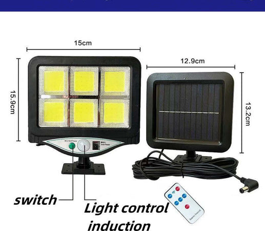 Faro Proiettore Con Pannello Solare Sensore Movimento Telecomando 128 Led 6 Cob Illuminazione/Illuminazione per esterni/Proiettori Trade Shop italia - Napoli, Commerciovirtuoso.it