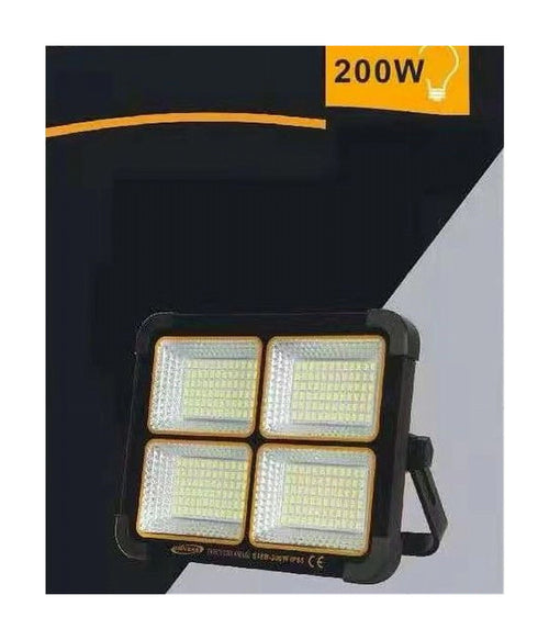 Faro Proiettore Ricaricabile Pannello Solare 200 W Usb Power Bank Ip65 S18b-200w